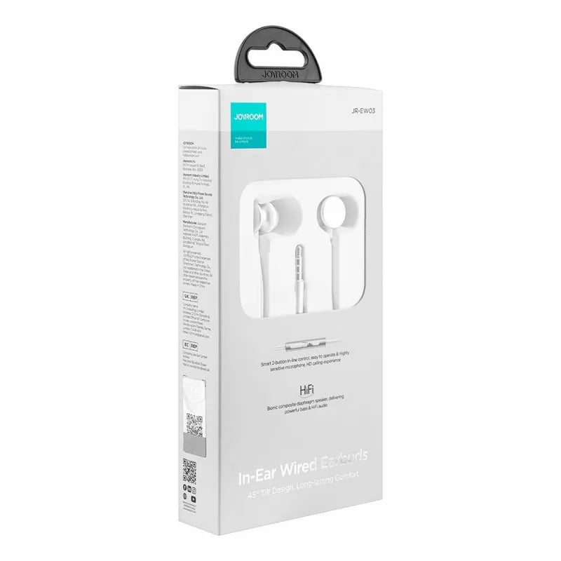 joyroom wired series in ear metal wired earbuds, silver, jr ew03 image2