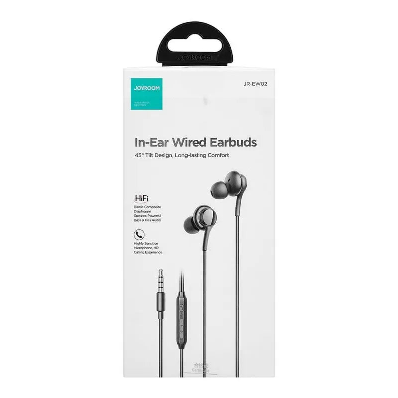 joyroom wired series in ear wired earbuds, black, jr ew02 image3