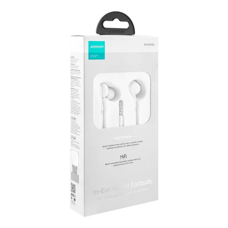 joyroom wired series in ear wired earbuds, white, jr ew02 image2