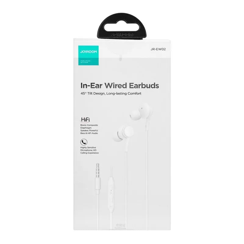 joyroom wired series in ear wired earbuds, white, jr ew02 image3