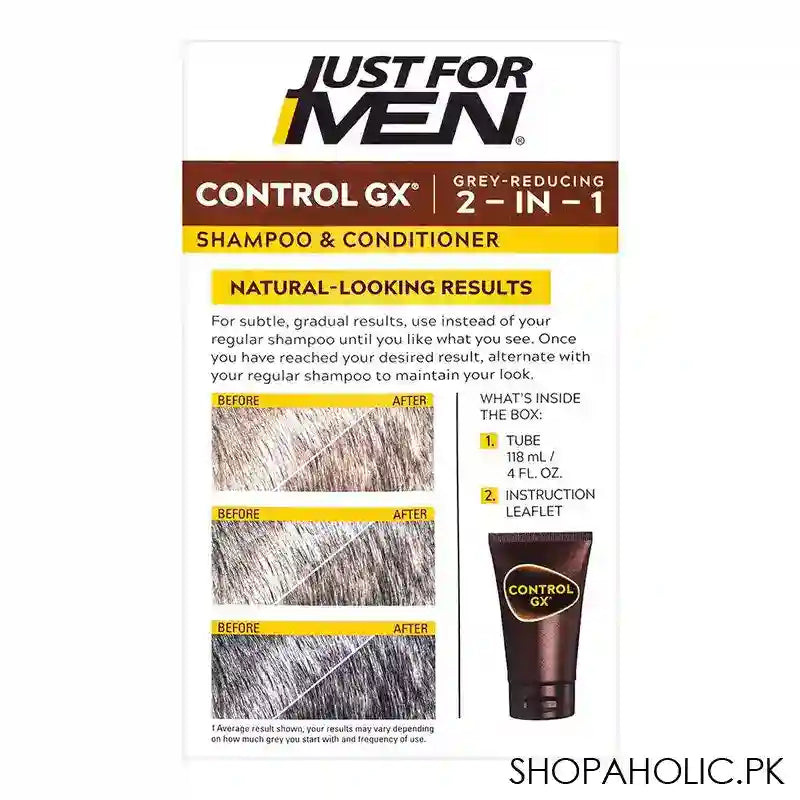 Just For Men Control GX Grey Reducing 2-In-1 Shampoo & Conditioner, 118ml - Image 2