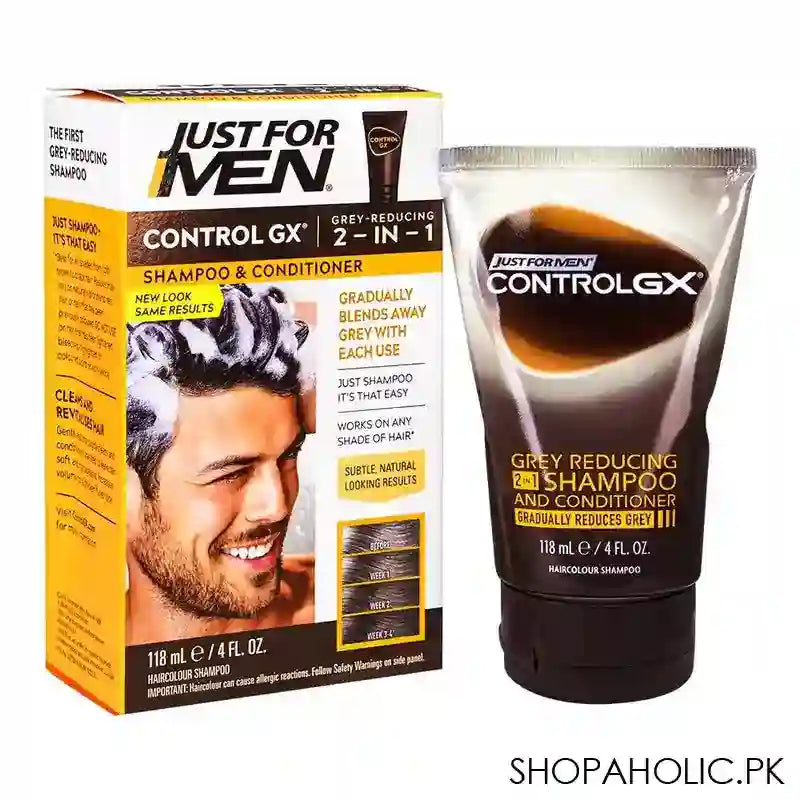 Just For Men Control GX Grey Reducing 2-In-1 Shampoo & Conditioner, 118ml - Main Image