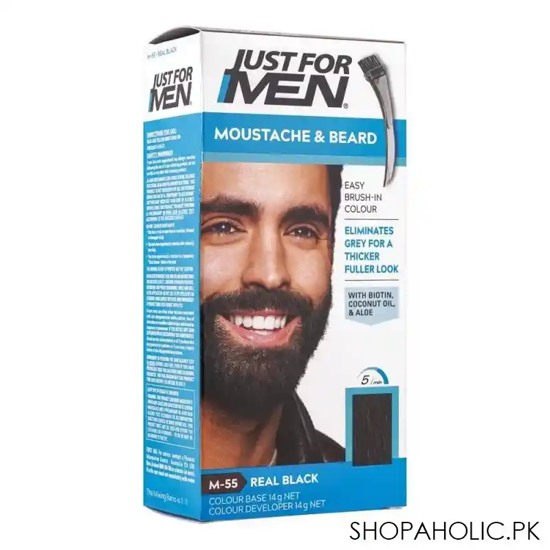 just for men moustache & beard colour, m 55 real black main image