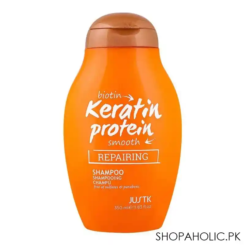 justk biotin, keratin protein, smooth repairing shampoo, 350ml main image