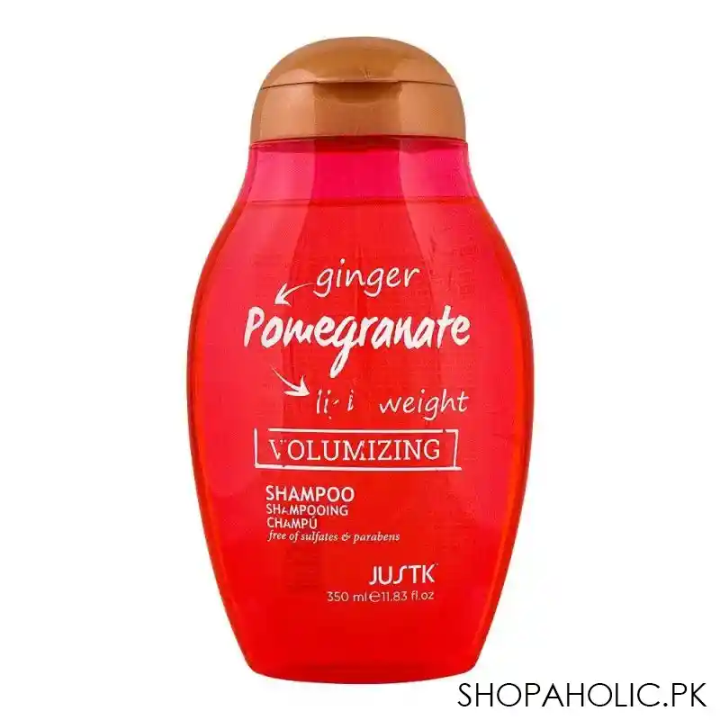 justk ginger, pomegranate, light weight volumizing shampoo, 350ml main image