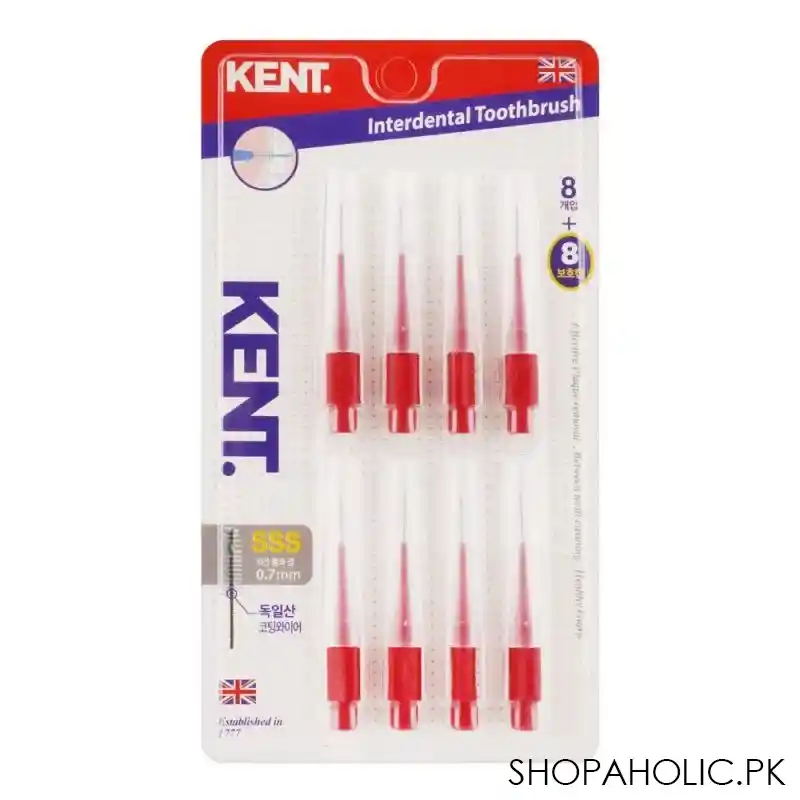 kent interdental toothbrush, 0.7mm, 8 pack main image