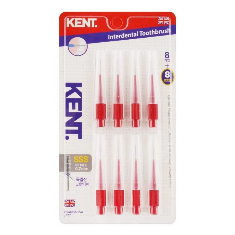 kent interdental toothbrush, 0.7mm, 8 pack main image