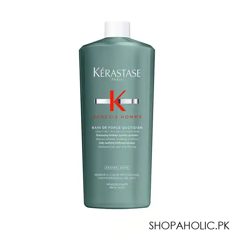 Kerastase Genesis Homme Bain De Force Quotidien Shampoo, For Thinning and Weak Hair, 1000ml - Main Image