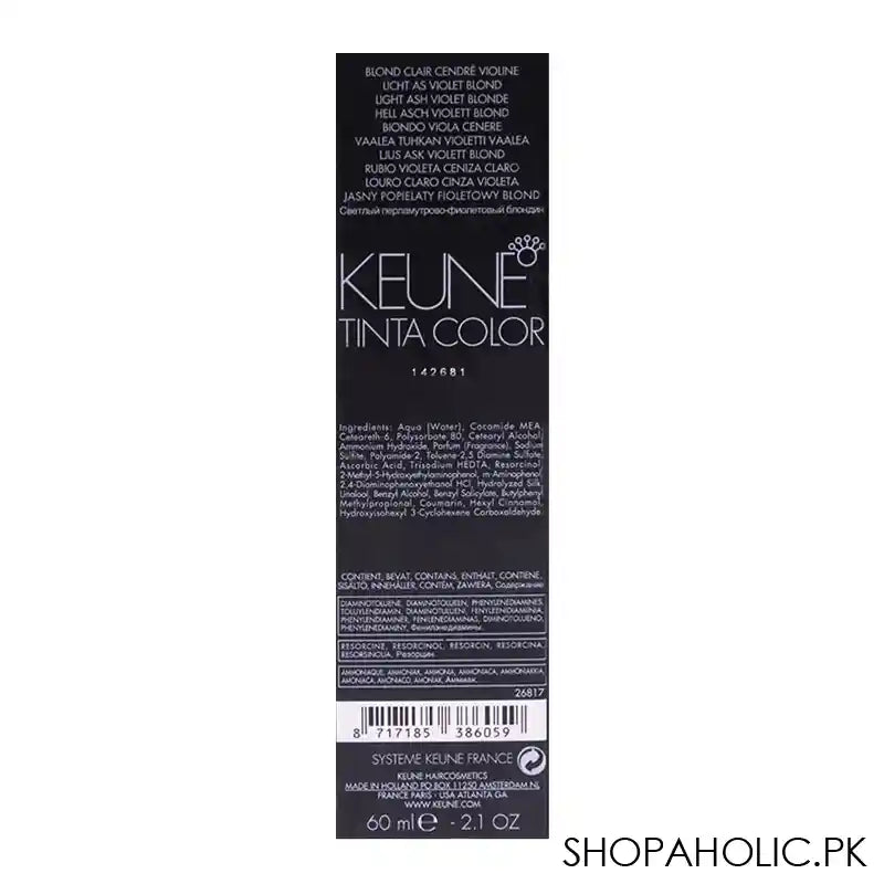 Keune Tinta Hair Color 8.17 Light Ash Violet Blonde - Image 5