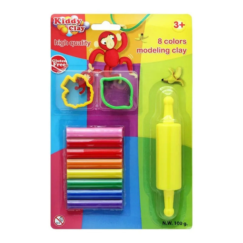 kiddy clay 8 colors modelling clay, 3+ years, st 100 8+2sm/r main image