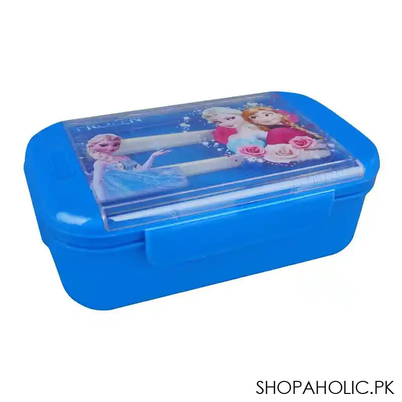 Kids Lunch Box, Spoon & Fork, Blue, 6.5in (H) x 3.1in (W) x 2in (D), 0339Kt - Image 2