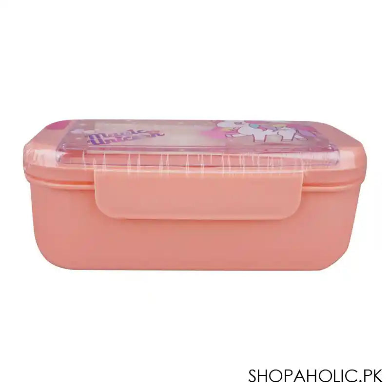 Kids Lunch Box, Spoon & Fork, Pink, 6.7in (H) x 3.3in (W) x 2.2in (D), 0339Kt - Image 3