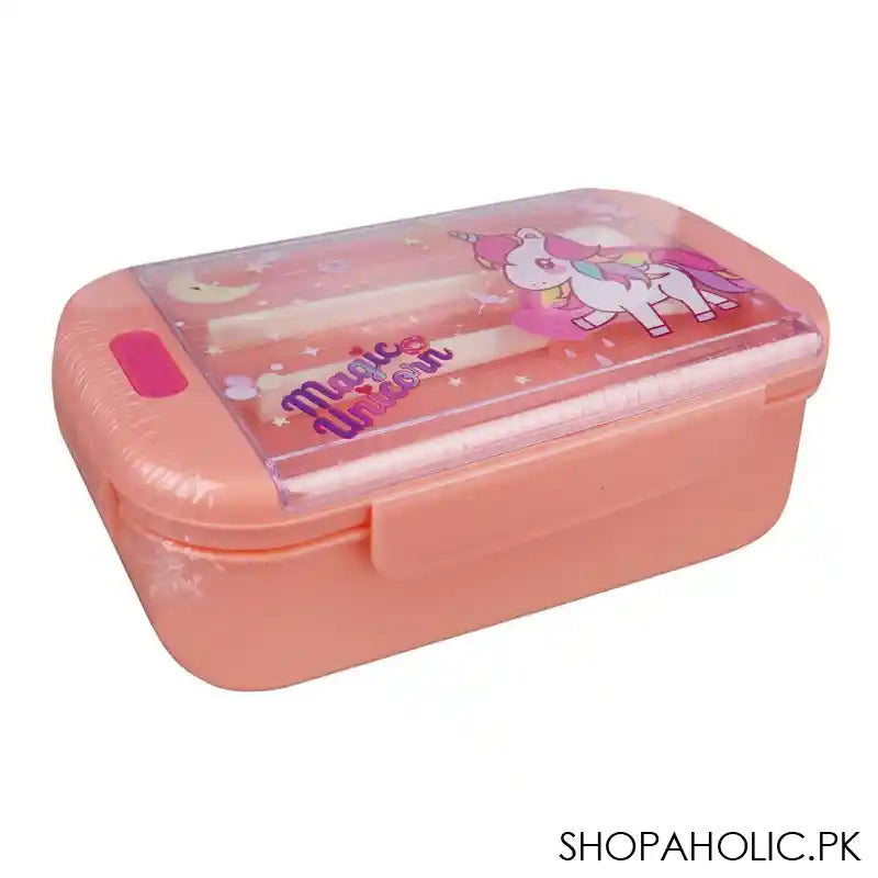 Kids Lunch Box, Spoon & Fork, Pink, 6.7in (H) x 3.3in (W) x 2.2in (D), 0339Kt - Image 2