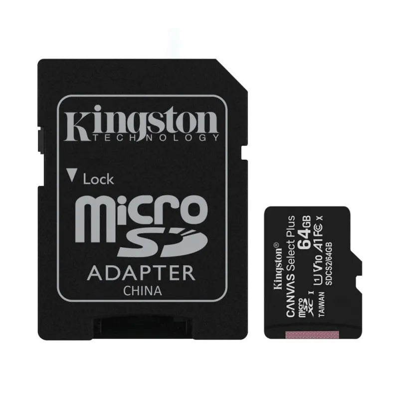 kingston 64gb microsd card 100mb/s canvas select plus, class 10 main image