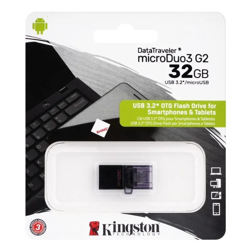 kingston data traveler microduo3 g2 32gb otg usb 3.2 drive, dtdu03g2/32gb image3