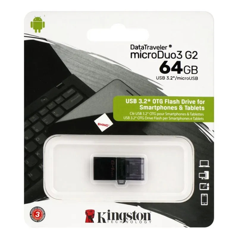 kingston data traveler microduo3 g2 64gb otg usb 3.2 drive, dtdu03g2/64gb image3