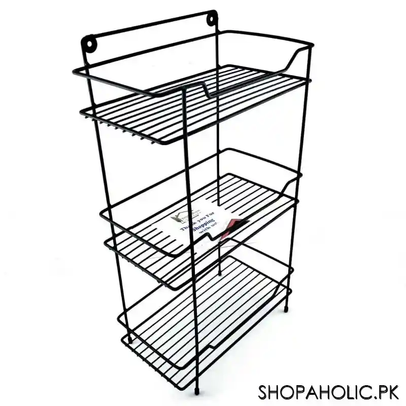 kitchen 3 tier wall mounted metal rack   black image2