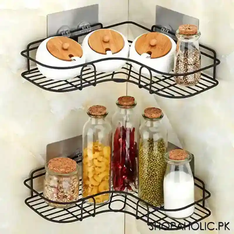 kitchen and bathroom corner iron rack image4