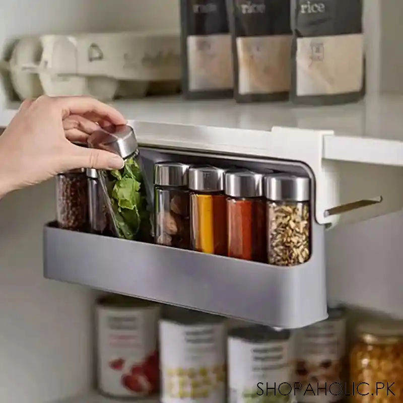 kitchen cupboard store under shelf spice rack main image