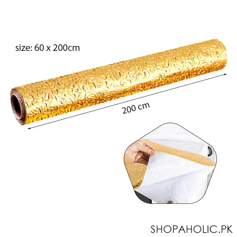 kitchen golden aluminum foil sticker roll (size: 60cm x 200cm) image10