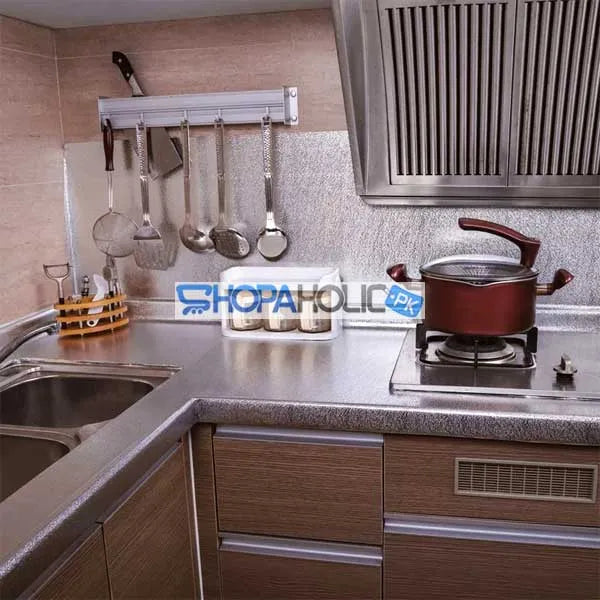 kitchen silver aluminum foil sticker roll (size: 30x100cm) image3