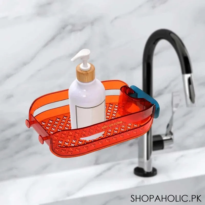 kitchen sink faucet hanging storage drainer basket main image