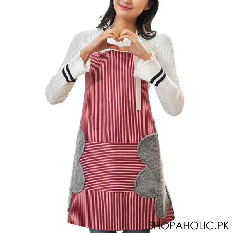 kitchen waterproof apron with dry towel image2