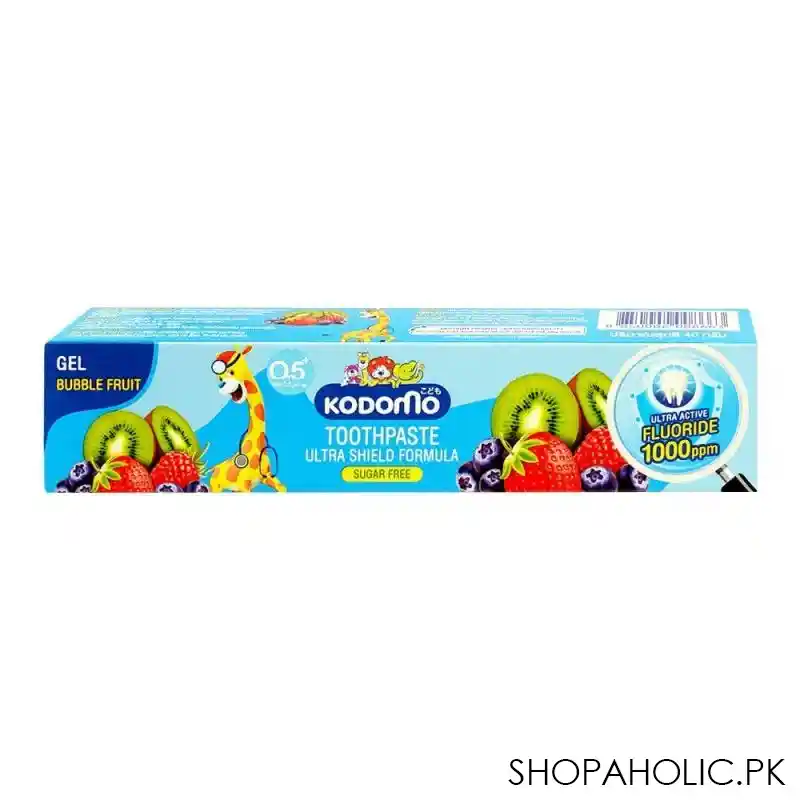 kodomo ultra shield formula sugar free gel toothpaste, bubble fruit, 40g main image