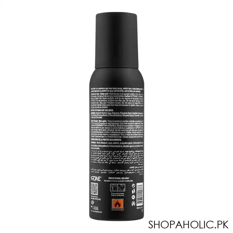 Krone Noir Now Gas-Free Body Spray, For Men, 120ml - Image 2