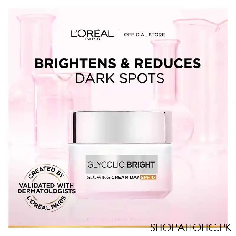 L'Oreal Paris Glycolic Bright Glowing Day Cream, SPF 17, 50ML - Main Image