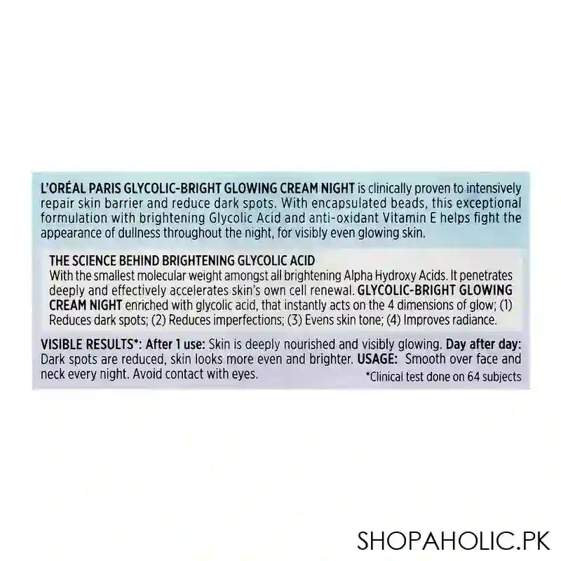 L'Oreal Paris Glycolic-Bright Glowing Night Cream, 50ml - Image 2