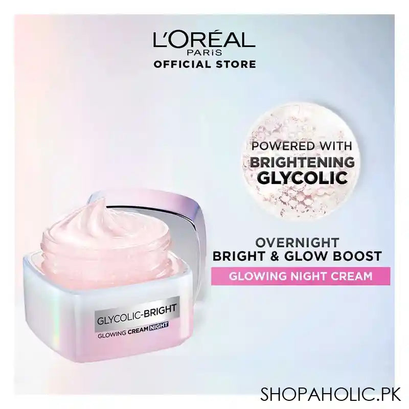 L'Oreal Paris Glycolic-Bright Glowing Night Cream, 50ml - Image 5