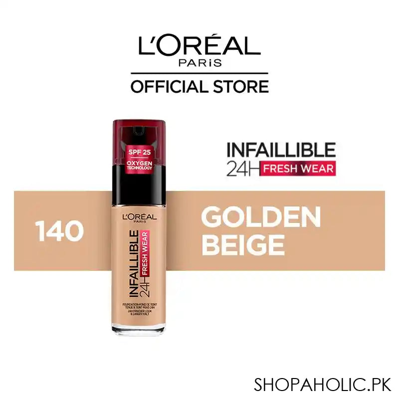 L'Oreal Paris Infallible 24H Stay Fresh Foundation, 140 Golden Beige - Main Image