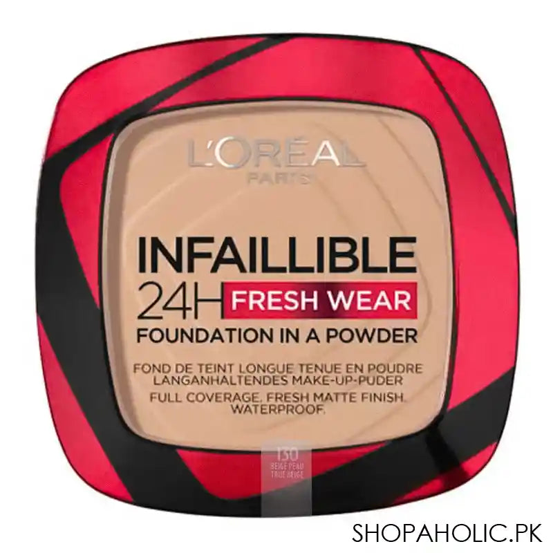 L'Oreal Paris Infallible 24Hrs Fresh Wear Powder Foundation, 130 True Beige - Image 3