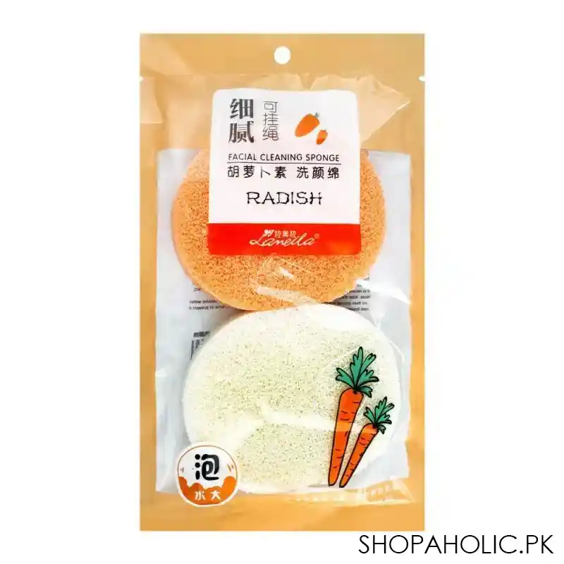 lameila radish facial cleansing sponge, 2 pack. b2139 main image