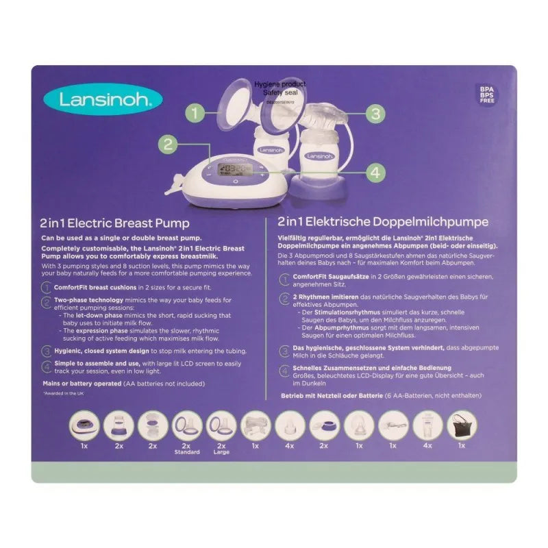 lansinoh 2 in 1 electric breast pump, de53065ct0220 image3