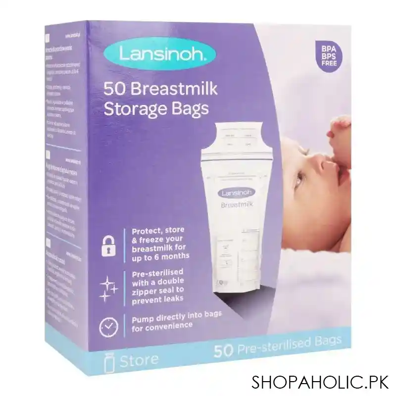 lansinoh breast milk storage bags, 50 pack, bg40055ct1220 image2