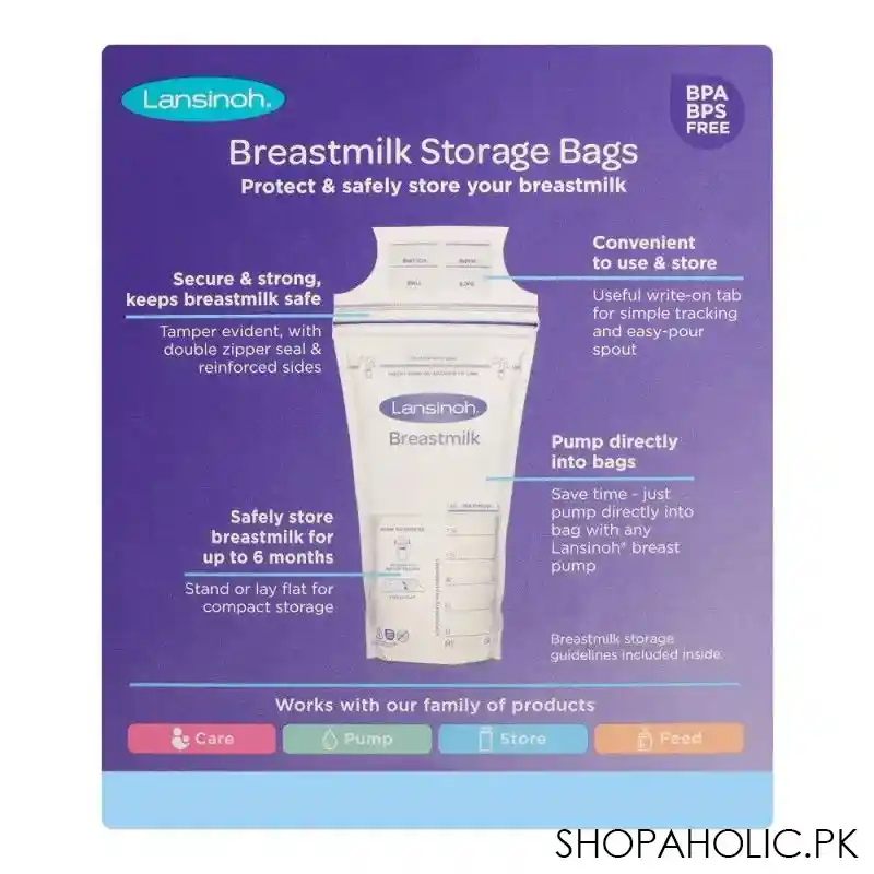 lansinoh breast milk storage bags, 50 pack, bg40055ct1220 image3