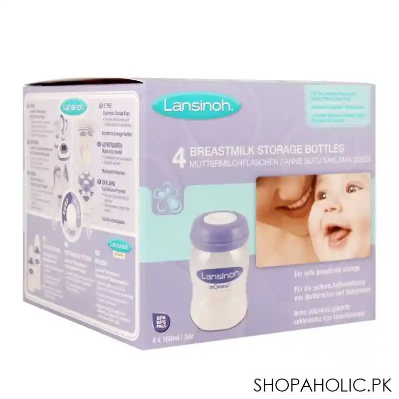 lansinoh breast milk storage bottles, 4 x 160ml, bt20417ct1116 image2