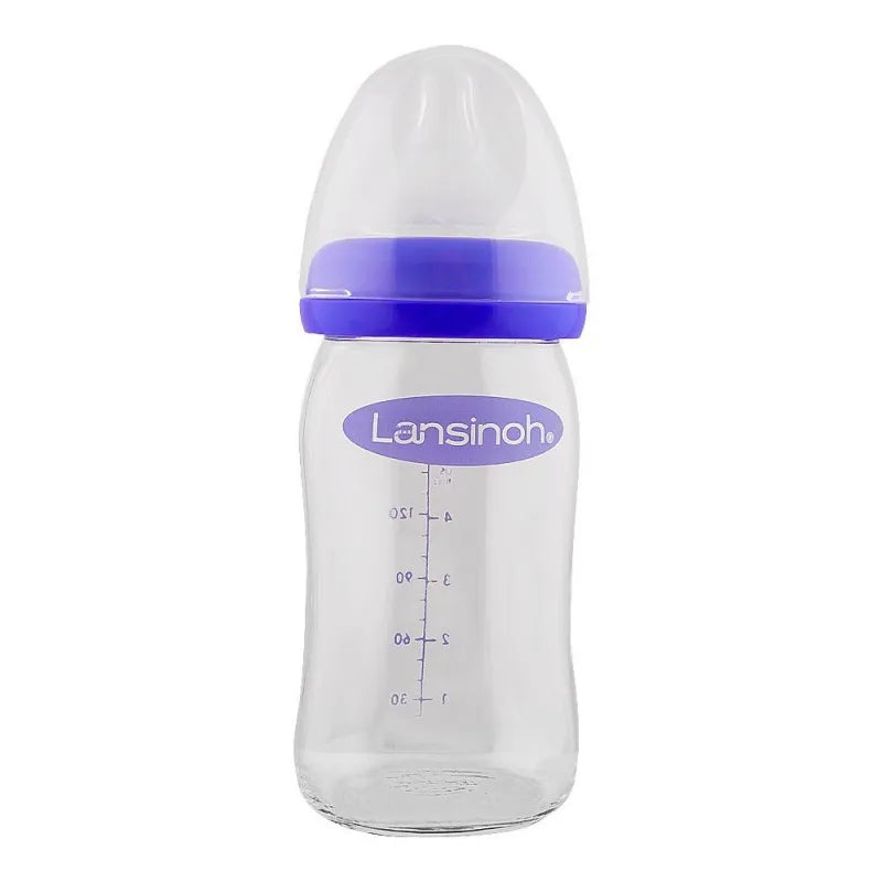 lansinoh glass feeding bottle with natural wave teat, bt77240oct0321, 160ml main image