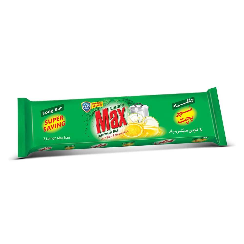 Lemon Max Dishwash Bars, 3 Long Bars, 270g - Image 2