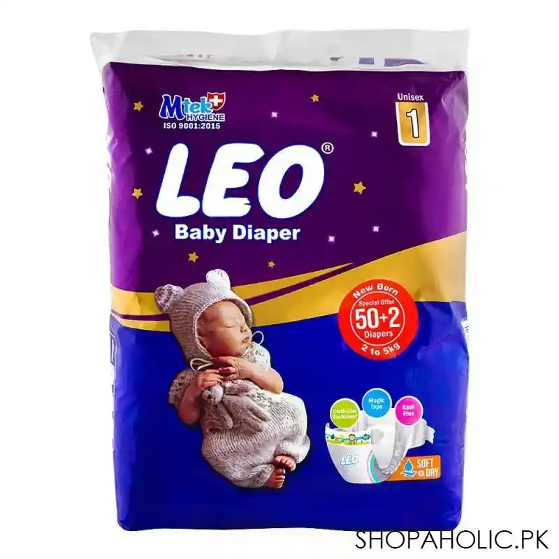 leo soft & dry baby diaper newborn 1, 2 5kg, 50's main image