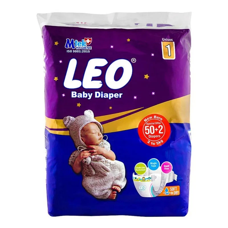 leo soft & dry baby diaper newborn 1, 2 5kg, 50's main image