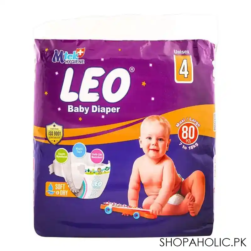 leo soft & dry baby diaper no. 4, maxi/large, 7 to 18 kg, 80 pack main image