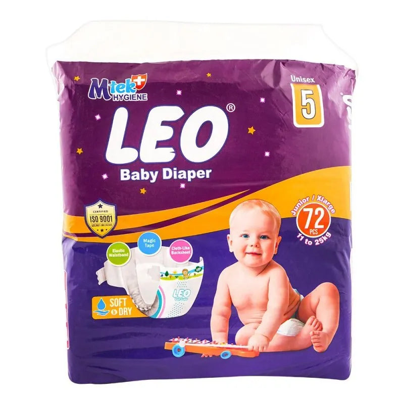 leo soft & dry baby diaper no. 5, junior/xlarge, 11 to 25 kg, 72 pack main image