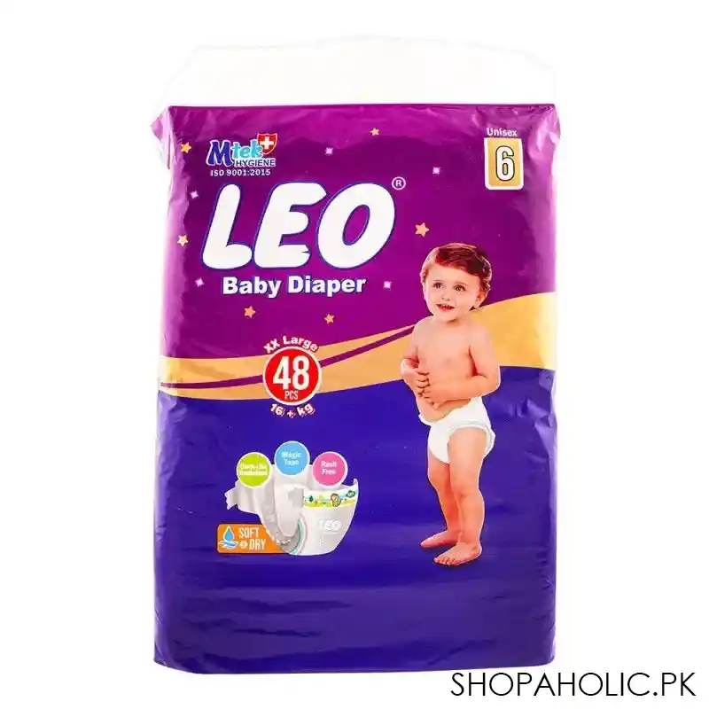 leo soft & dry baby diaper no. 6, xxlarge, 16+ kg, 48 pack main image