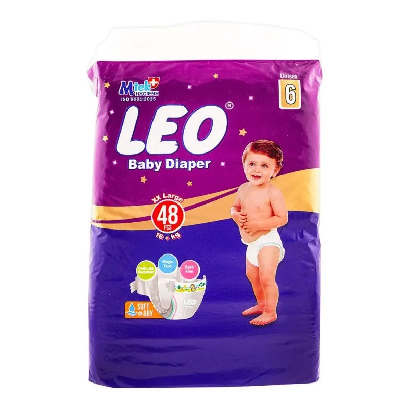 leo soft & dry baby diaper no. 6, xxlarge, 16+ kg, 48 pack main image