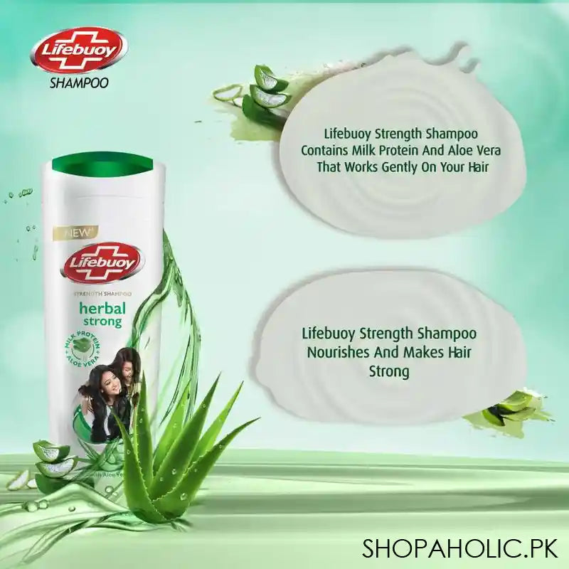 Lifebuoy Herbal Strong Milk Protein + Aloe Vera Strength Shampoo, 370ml - Image 3