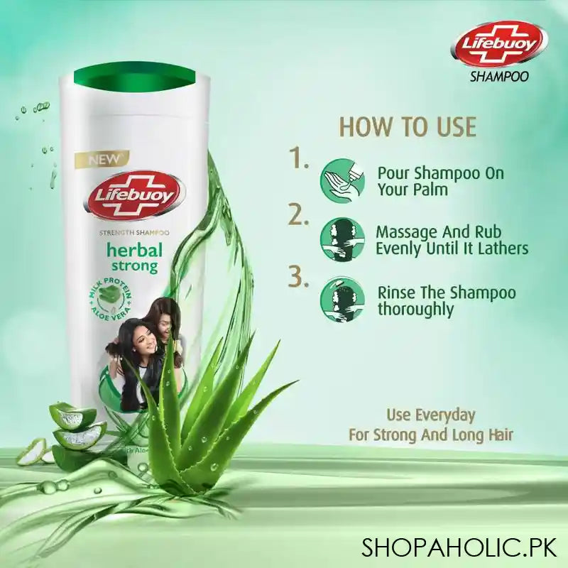 Lifebuoy Herbal Strong Milk Protein + Aloe Vera Strength Shampoo, 370ml - Image 4