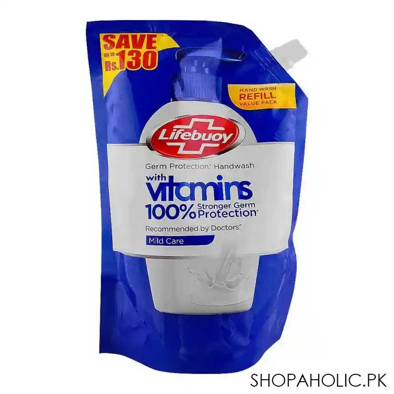 lifebuoy mild care with vitamin hand wash, 400ml pouch refill, save up to rs.130/  main image